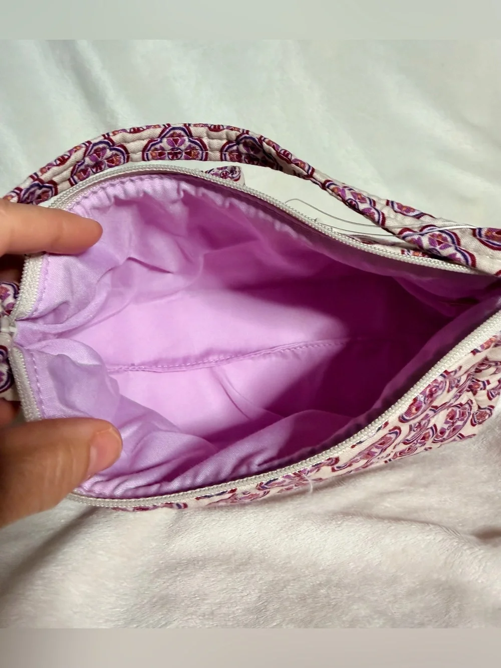 Vera Bradley Light Pink and Purple Quilted Cosmetic Wristlet